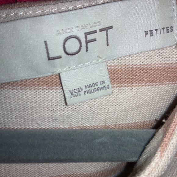 Loft striped top Sz XSP decorative back zipper sleeveless cotton - Picture 3 of 4